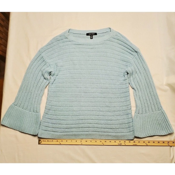 Ellen Tracy Women's Size XL Robbin Egg Blue Pullover Crew Neck Sweater w/Stripes - Picture 1 of 3